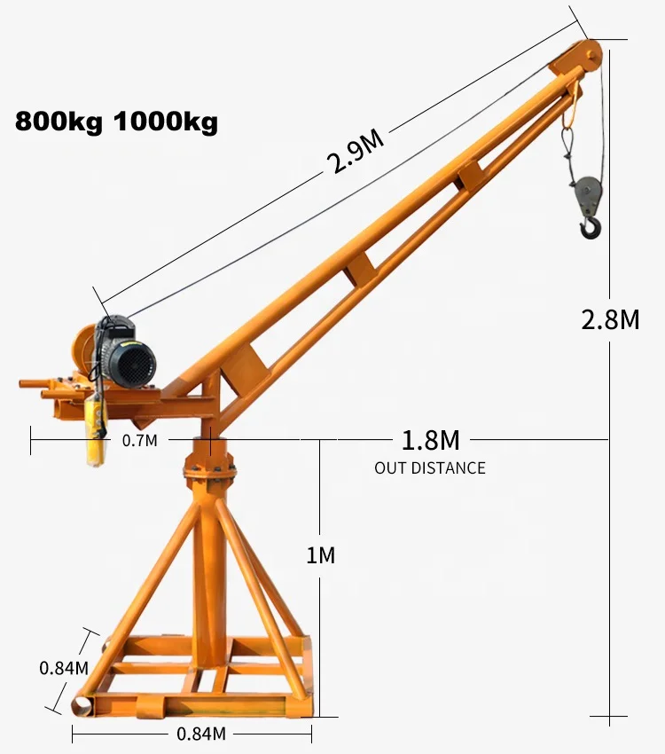 Outside crane Small Construction Equipment Mini Crane 800Kg Full set 800kg-30m-220v