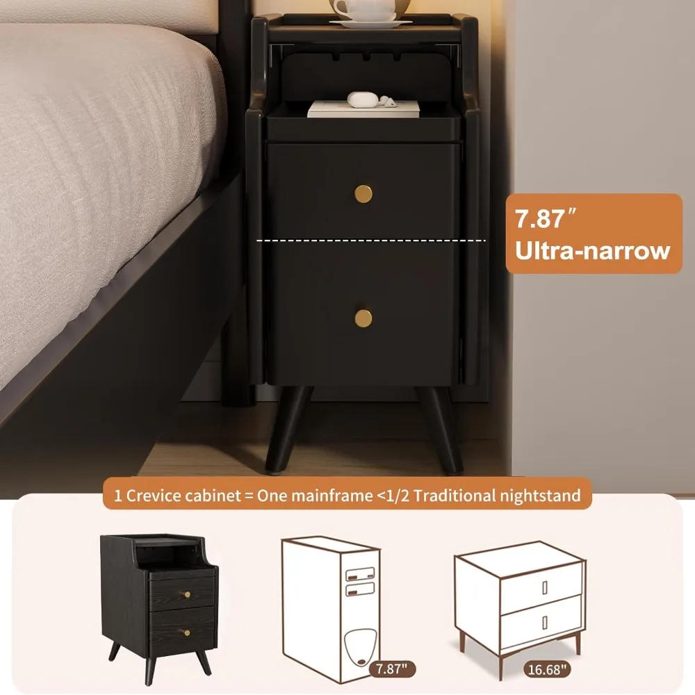 منضدة خشب الجوز المدمجة مع أدراج، طاولة جانبية رفيعة من الخشب الصلب لغرف النوم