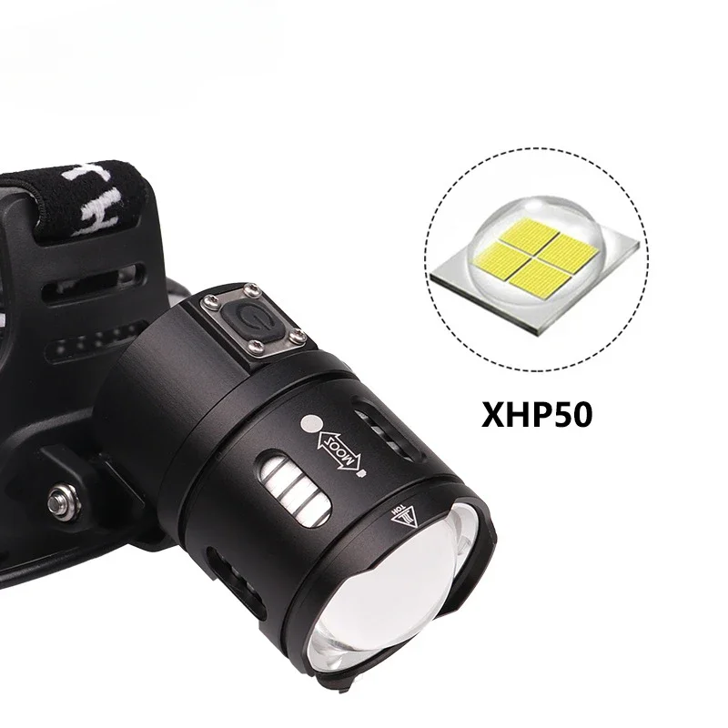 New XHP50 Lighting Headlight Telescopic Zoom USB Charging Battery Display High Brightness Strong Light Headlight