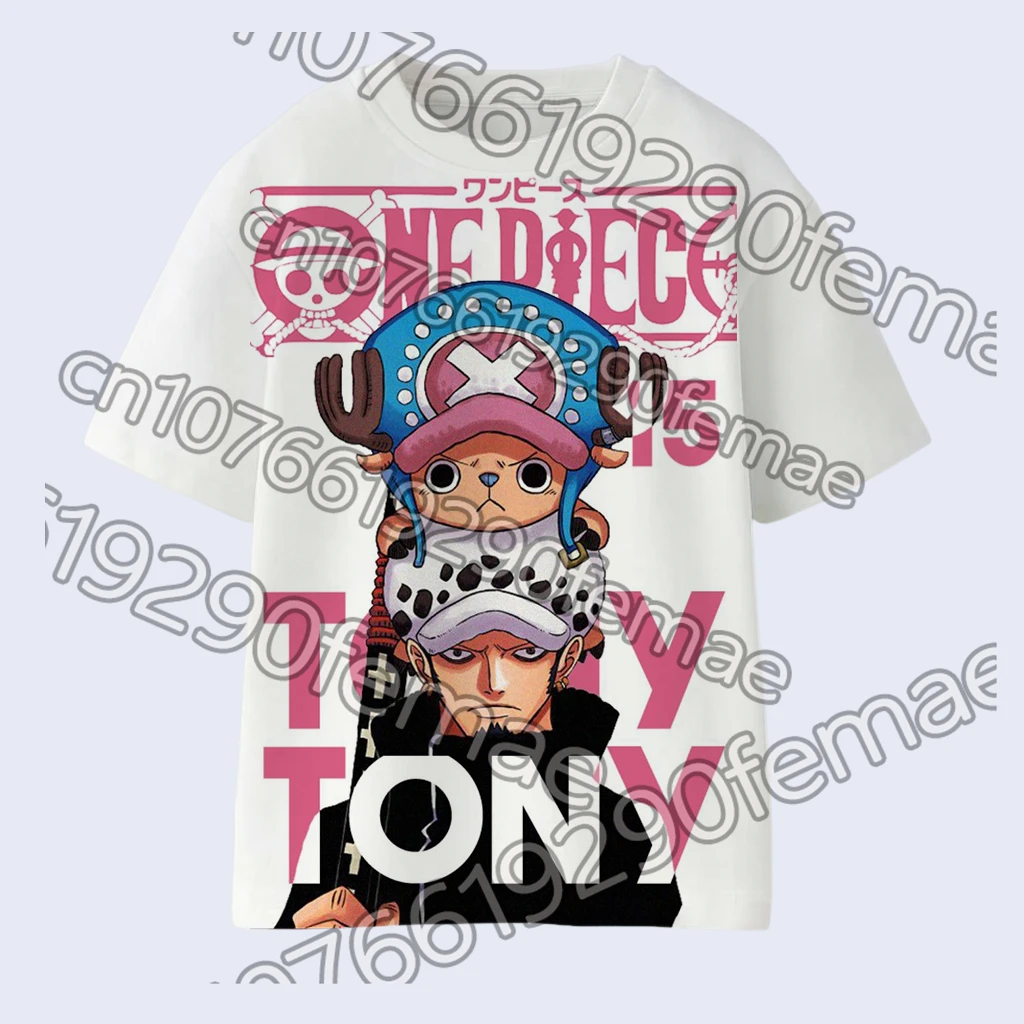 

Japanese Anime One Piece Theme Short Sleeve T-shirt Cartoon Print Casual Top Men Women Kids Layering Outdoor Wear