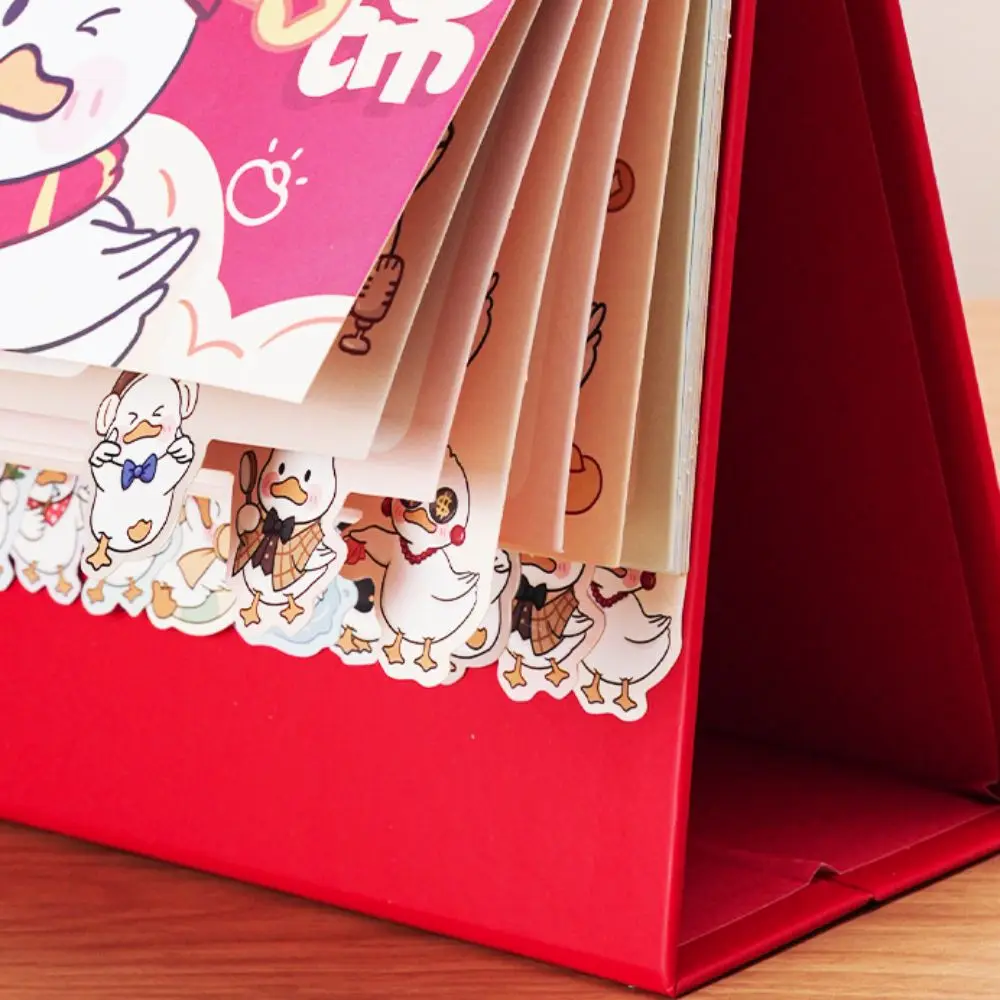 Laser 2025 Desk Calendar Panda/Duck Pattern Standing Flip Planning Monthly Calendar Coil Binding Solid Schedule Calendar Student