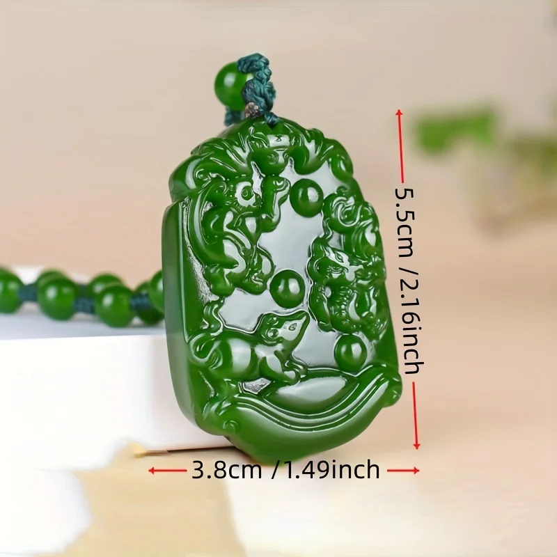 Natural Jade Zodiac Three Pendants, Male, Born Year, Rabbit, Mouse, Chicken, Dragon And Horse Mascot Necklace, Female Pendant