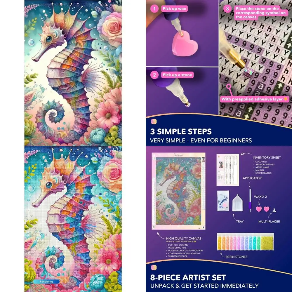 

DIY Diamond Artwork Kit - 40x60 cm Square Resin Stones, AB Stones, Rhinestones, Metallic Colors for Adults