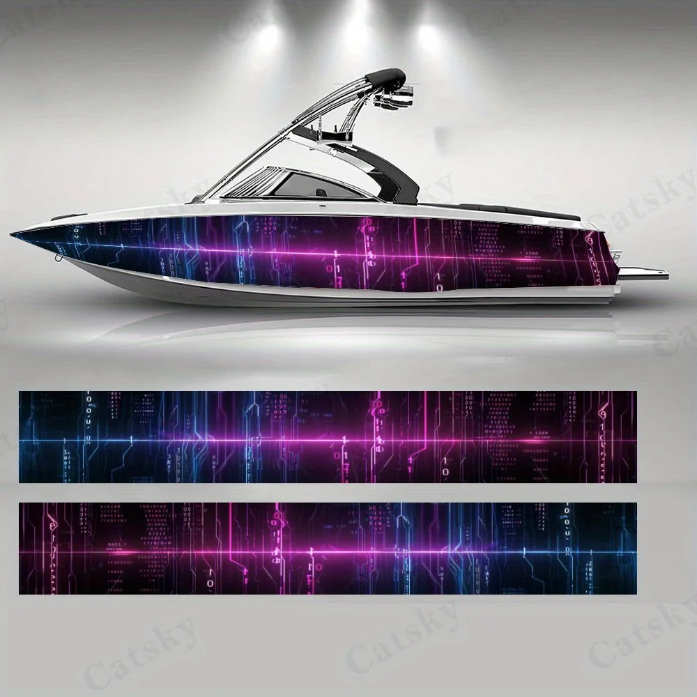 

Cyber Light and Shadow Gradient Fluorescence Boat Sticker Vinyl Ship Pontoon Deck Boat Fishing Decorative Pontoon Boats Decal