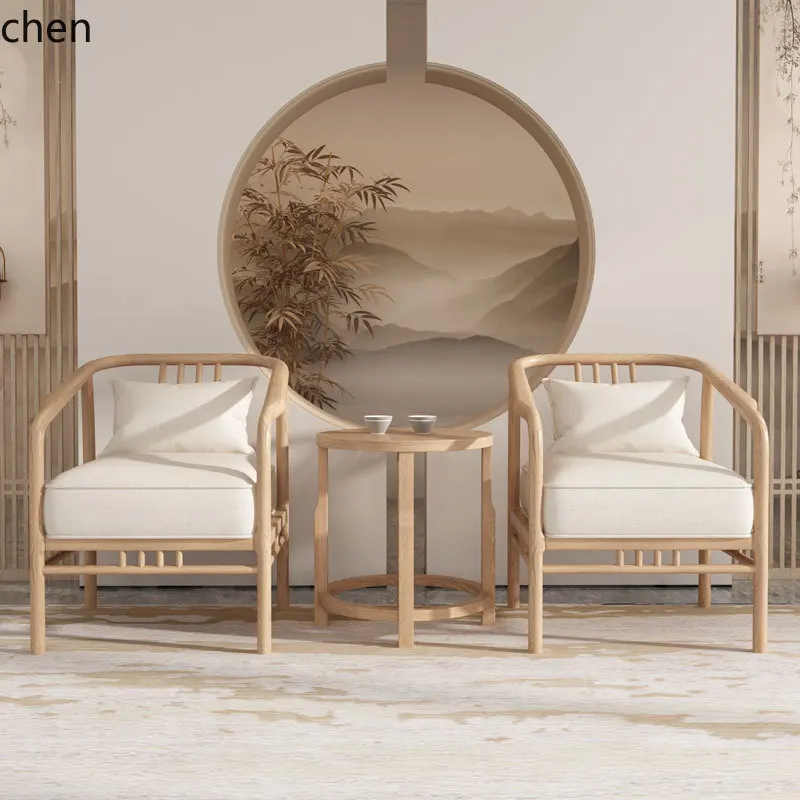 ZML divano in legno massello sedia in tre pezzi moderna soggiorno in famiglia clubhouse reception poltrona singola per il tempo libero