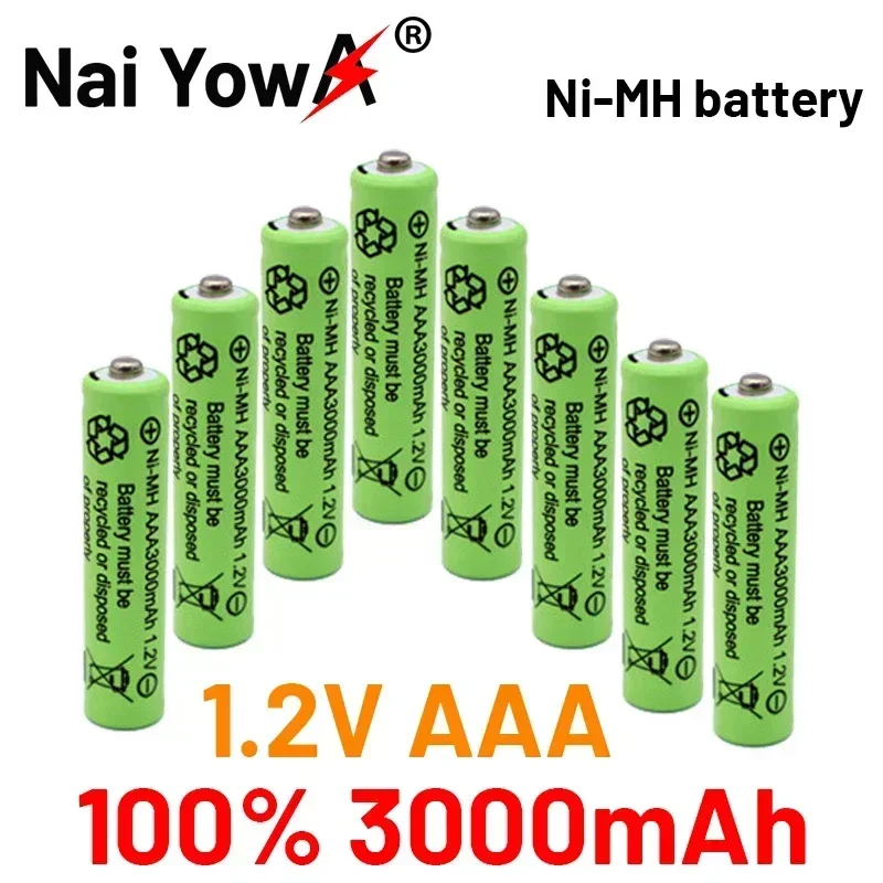 

100% New 3000mAh 1.2 V AAA NI-MH Battery for Flashlight Camera Wireless Mouse Toy Pre-charged Batteries