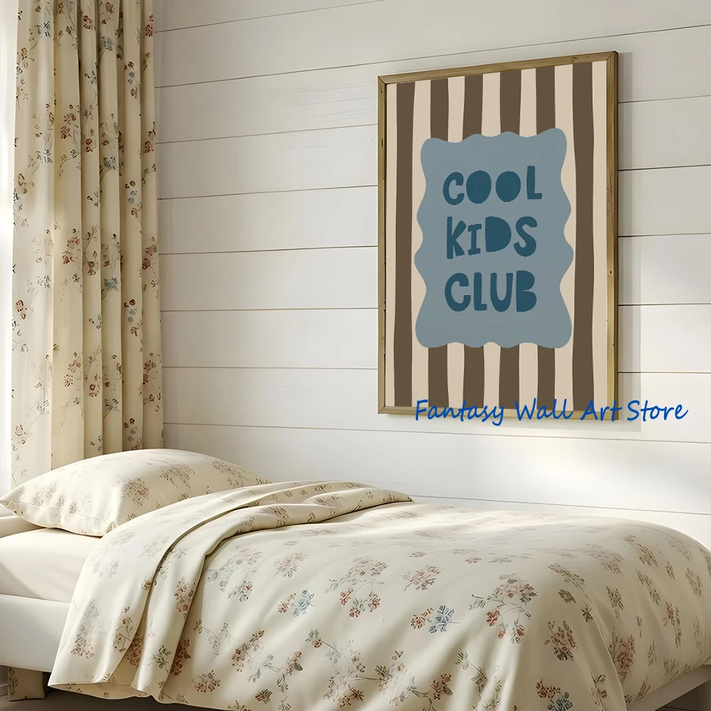 Cool Kids Club Modernes, farbenfrohes, minimalistisches Kunstposter, Kinderzimmer-Wandkunst, Leinwanddrucke, Poster, Wandbilder, Schlafzimmer-Heimdekoration