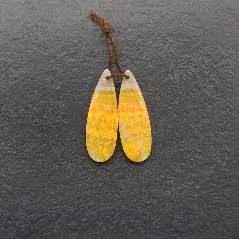 

Natural Bumble Bee Stone Teardrop Earring Beads Semiprecious Fine Jewelry Accessories Factory Direct New Arrival 38x13x5mm 7.1g