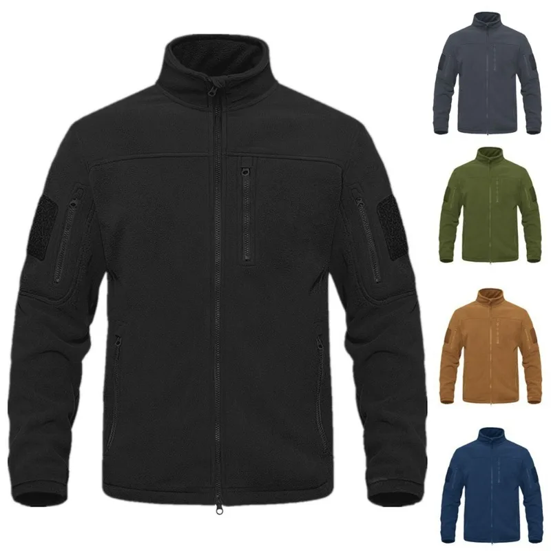 

Men's Fleece Jacket Soft Warmth Windproof Full Zip Up Coat Multiple Zipper Pockets Hiking Camping Working Outdoors Windbreaker