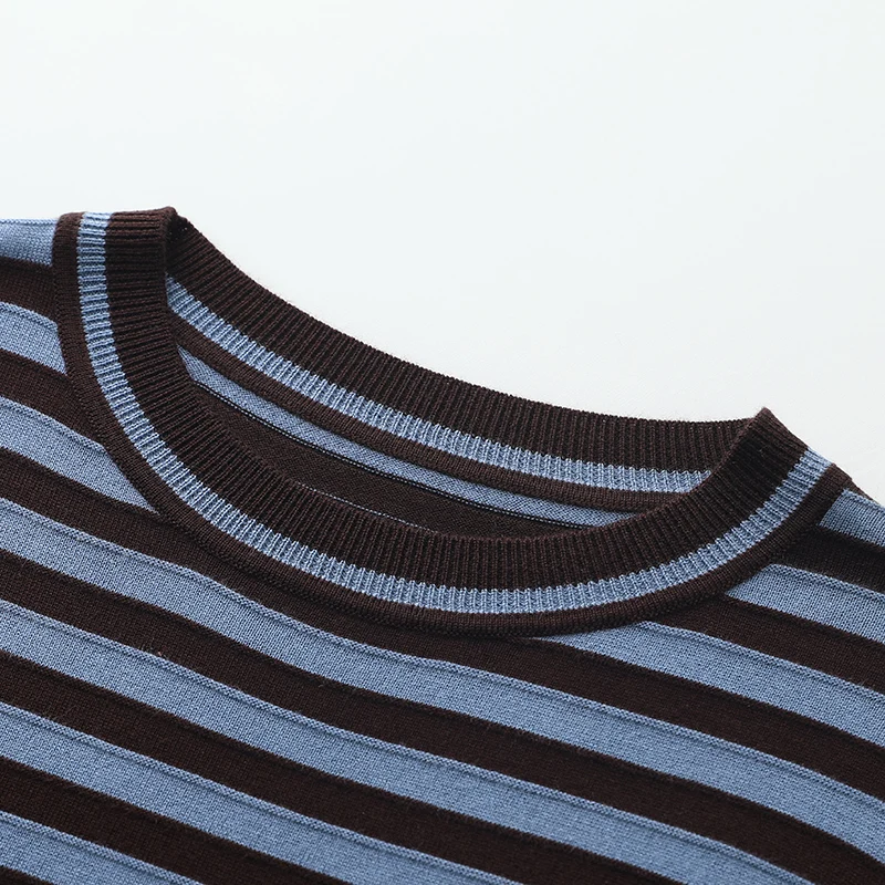 봄 여성 오-넥 긴 소매 스웨터 여성 느슨한 달콤한 패션 탑 하이 엔드 여성 스트라이프 대형 니트 풀오버 여름