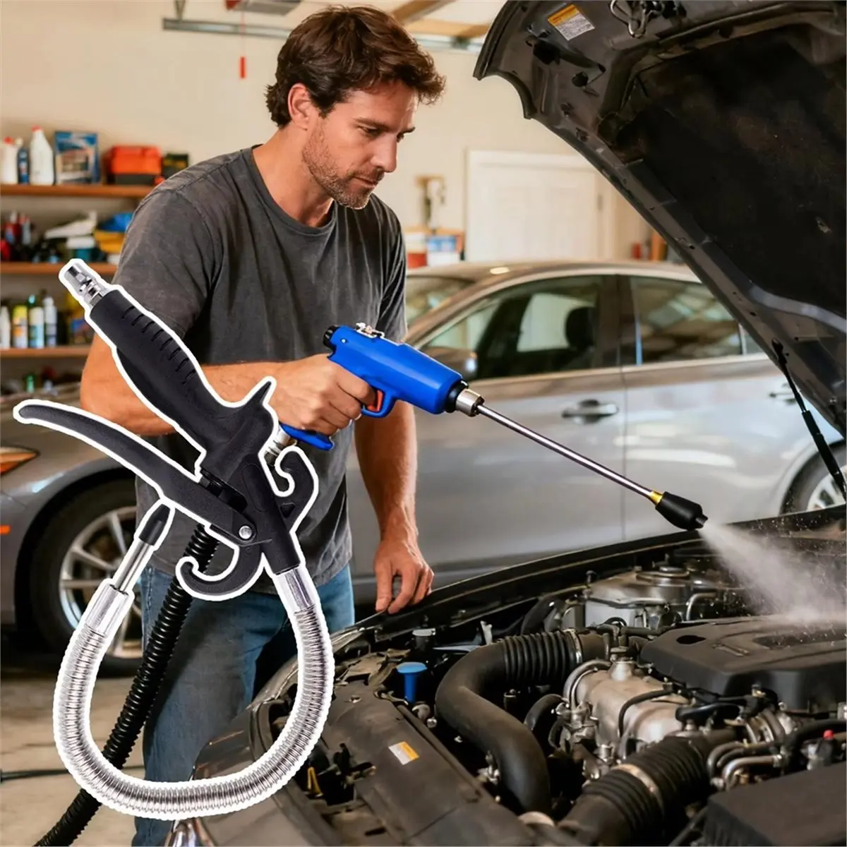 Budget-Friendly-Handheld Blower High-Pressure Pneumatic Cleaner Dust Removal Tool for Engine Car Vehicle Automobile Home House I