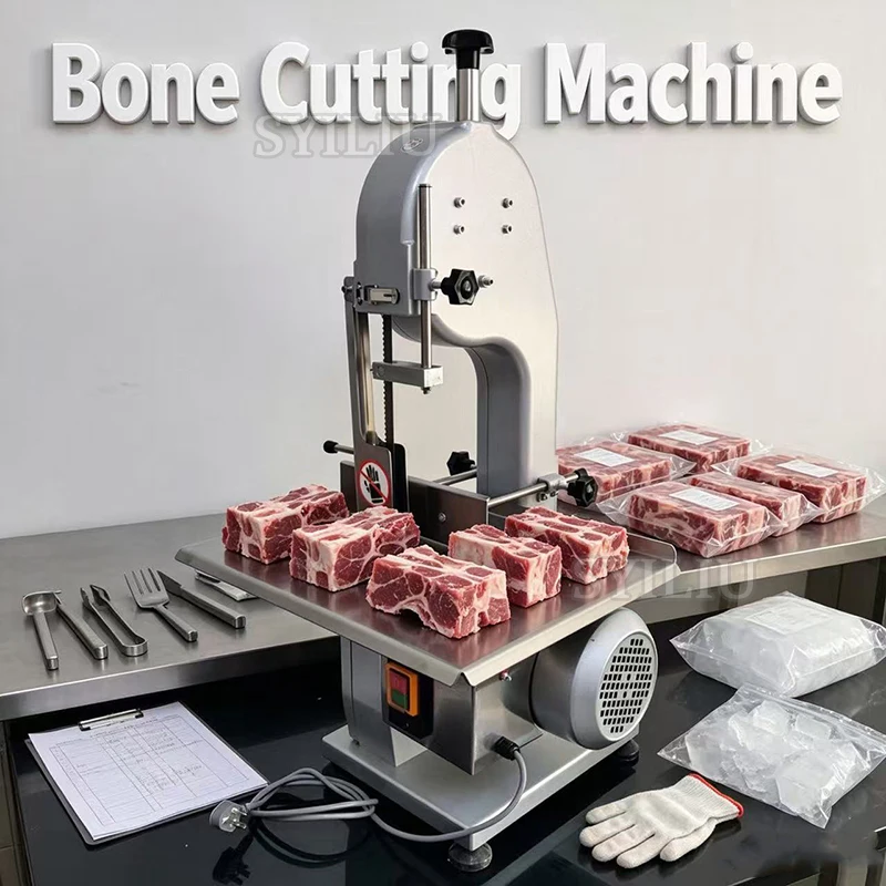 Electric Bone Sawing Machine Automatic 0.65KW Frozen Meat/Bone Cutter Desktop Commercial Cut Lamb/Fish/Pork/Beef Ribs Bone Machi