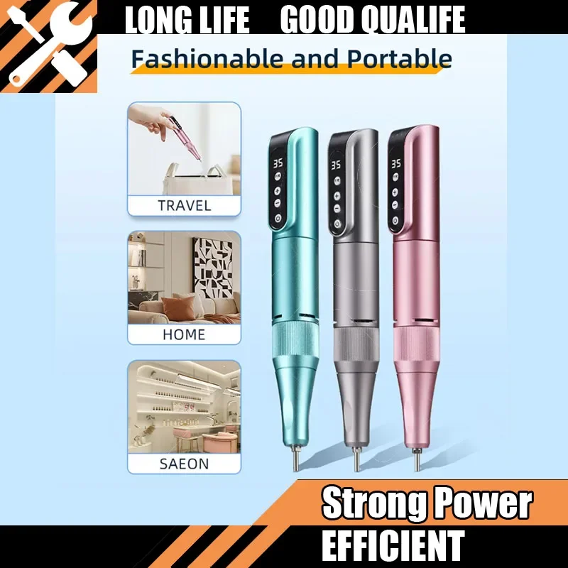 

35000 об/мин, беспроводная дрель для ногтей, USB-инструмент, пилочка для ногтей, полировальная ручка, перезаряжаемая дрель для ногтей, портативная маникюрная дрель для салона