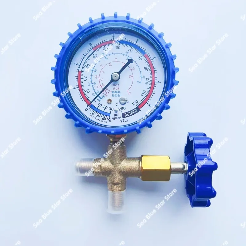 Air Conditioner Fluoride Tool Pressure Gauge Freon Refrigerant Single Gauge High and Low Pressure Red and Blue Single Gauge Head