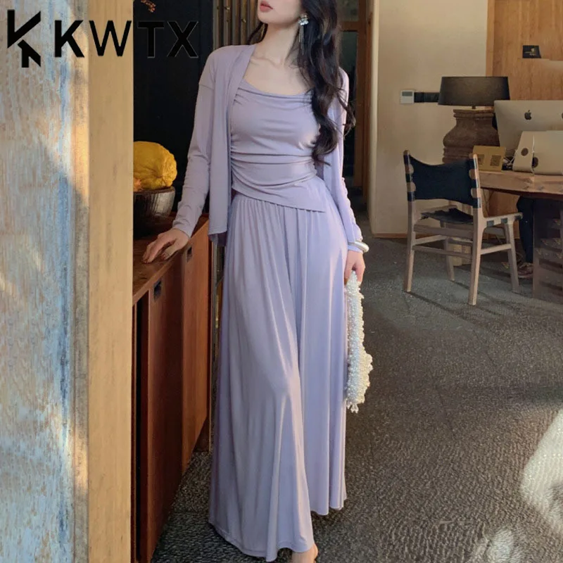 

KWTX Women's 3 Piece Dress Set Asymmetrical Tube Top Cardigan Skirt Casual Chic Luxury Slim Fit Comfortable Spring Summer 2025