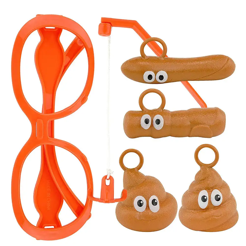 Divertente cacca gioco di pesca occhiali per bambini gancio Poops gioco puntelli per feste occhiali appesi testa di cacca sport ufficio giocattoli interattivi