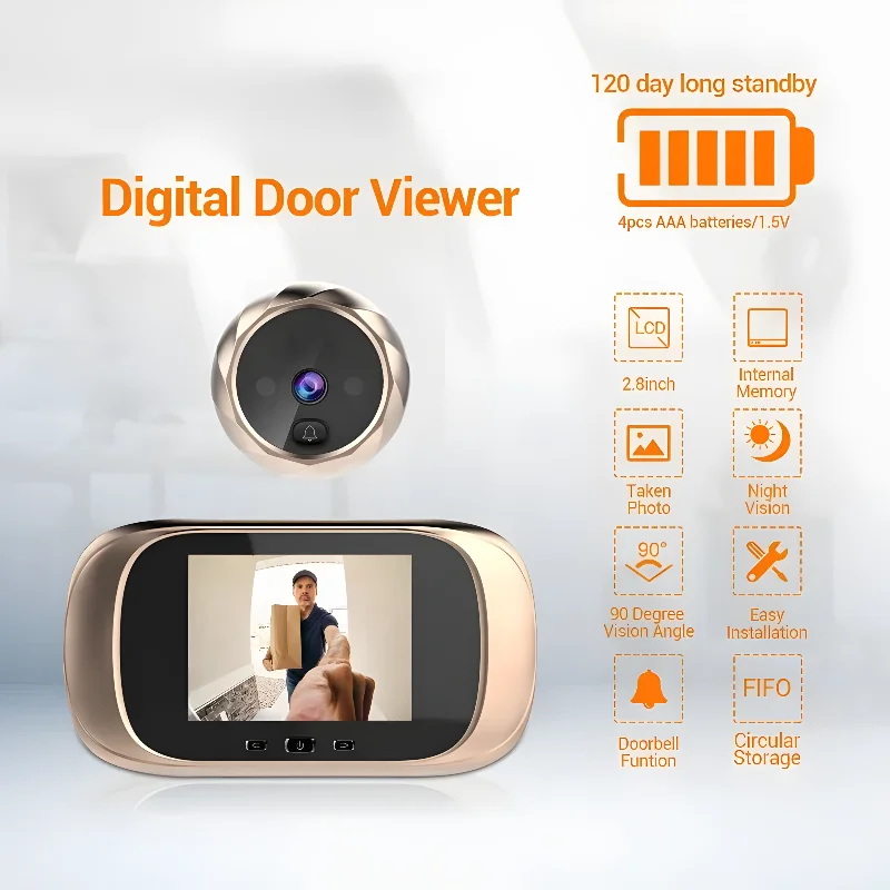 Bell Push Digital Peephole Door Bell  Electronic Night Vision Eye Viewer Smart Tuya Video Eye Smart Viewing Eye with Memory