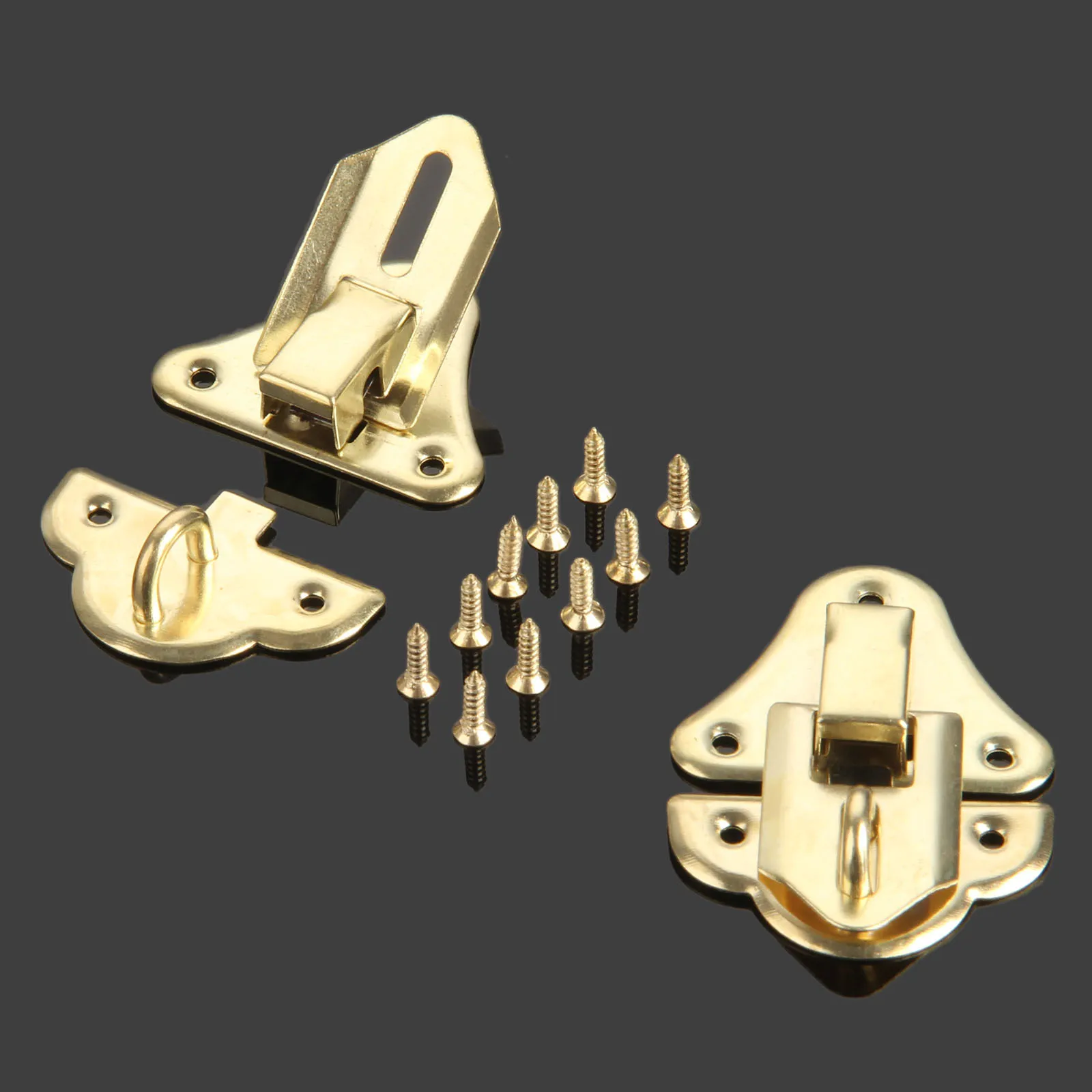 

2Pcs 48*35mm Retro Wooden Box Lock Jewelry Box,gift Box Iron Buckle Gold,Silver Lock Furniture Hardware Accessories with Screws