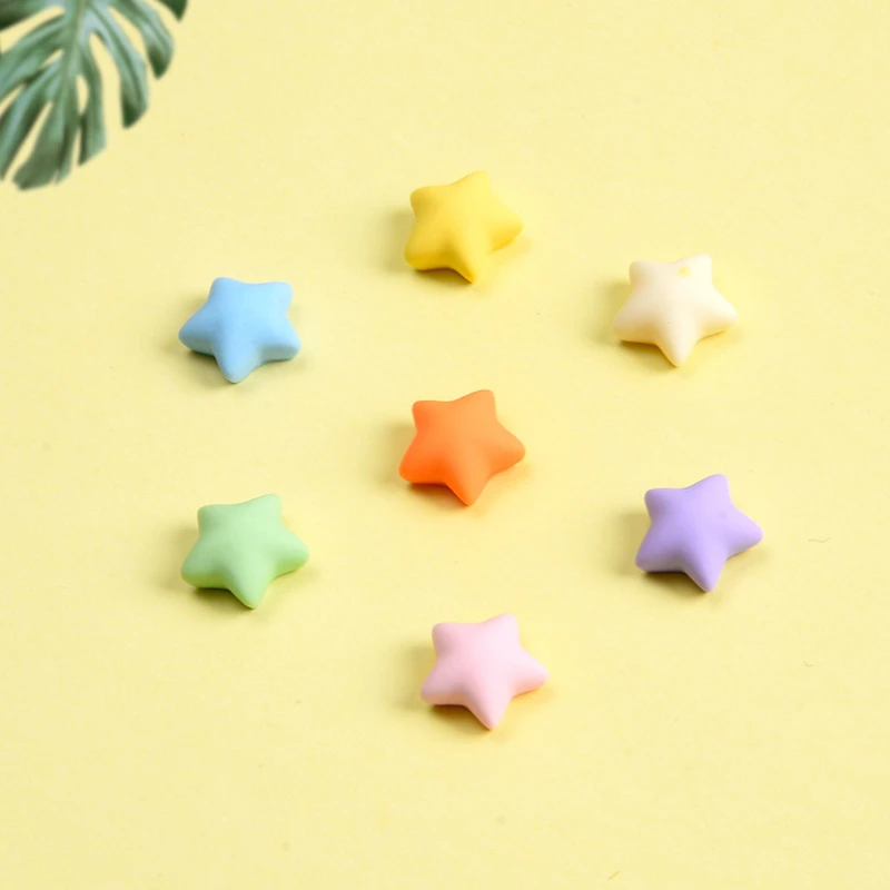10pc Kawaii Colorful Mini 3D Five Pointed Star Flatback Resin Figurine Phone Case Decor DIY Earring Headwear Jewelry Accessories