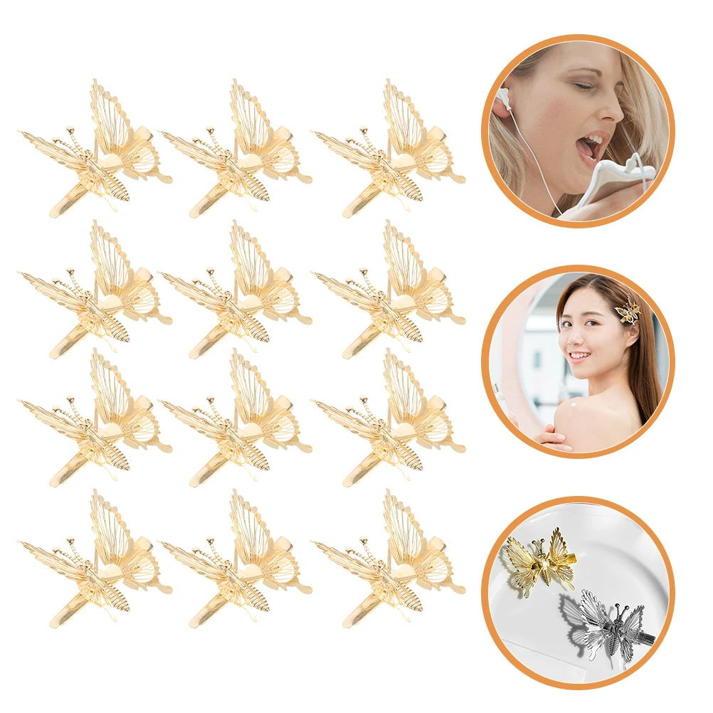 

12Pcs Gorgeous Butterfly Hair Accessories Vibrant Zinc Alloy Hair Clips For Stage Performance