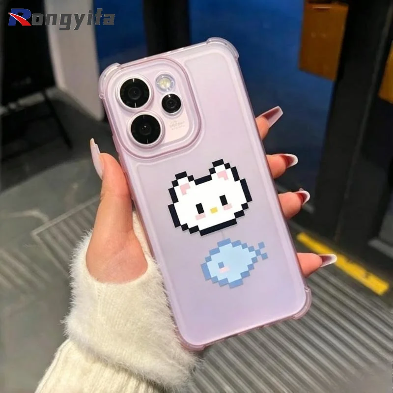Funda de teléfono Kawaii Pixel Cat Ice Mist para Huawei Nova 15 14 Pro Ultra 14i 13 12 Pro 12S 12i 11 Pro Ultra Matte Clear Soft Cover
