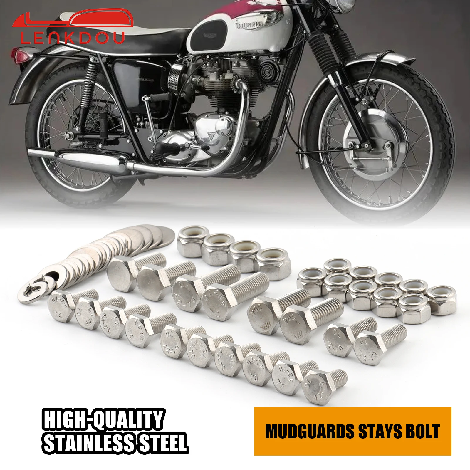 

For Triumph Bonneville T120 T140 TR6 TR25W BSA A65 BSA Starfire 1968-2024 Motorcycle Mudguards & Stays UNF Bolt Nut Washer Kit