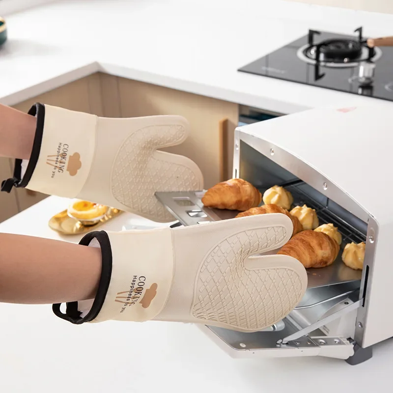 Heat Insulation Silicone Thick Gloves, Kitchen Microwave Oven Pot, Steam Oven, High Temperature