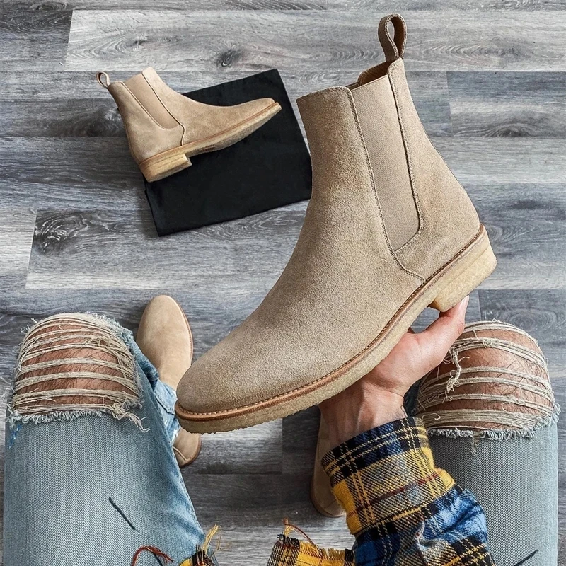 Men Classic Retro Chelsea Boots Pointed Matte Leather Men\'s Ankle Boots Black Brown Size 38-46 Men boots