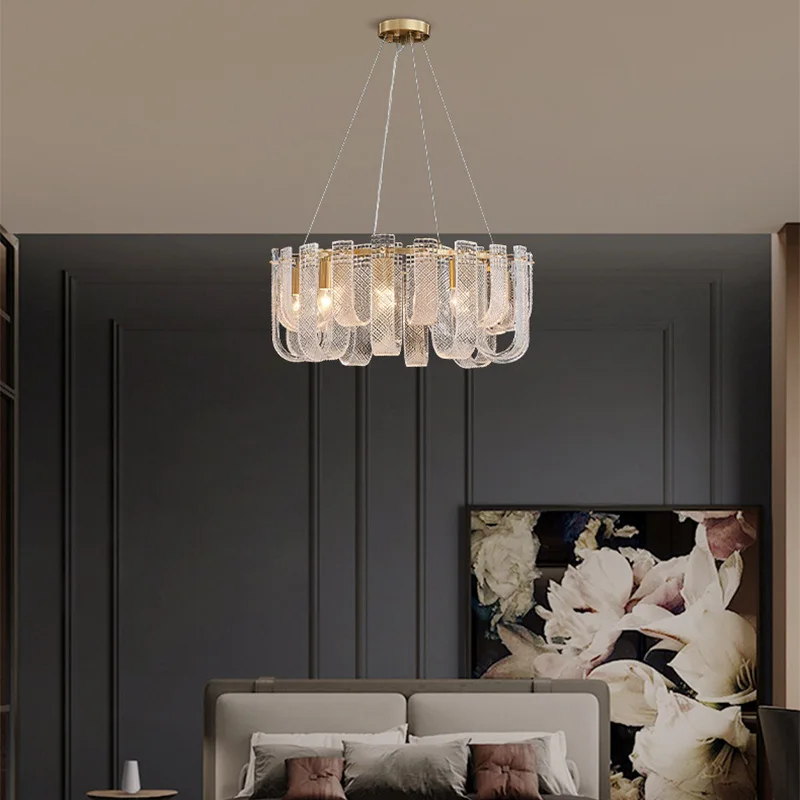 2 Layer Luxury Glass Collection Dimmable LED  Hanging Lamps Chandelier Lighting Suspension Luminaire Lampen For Living Room
