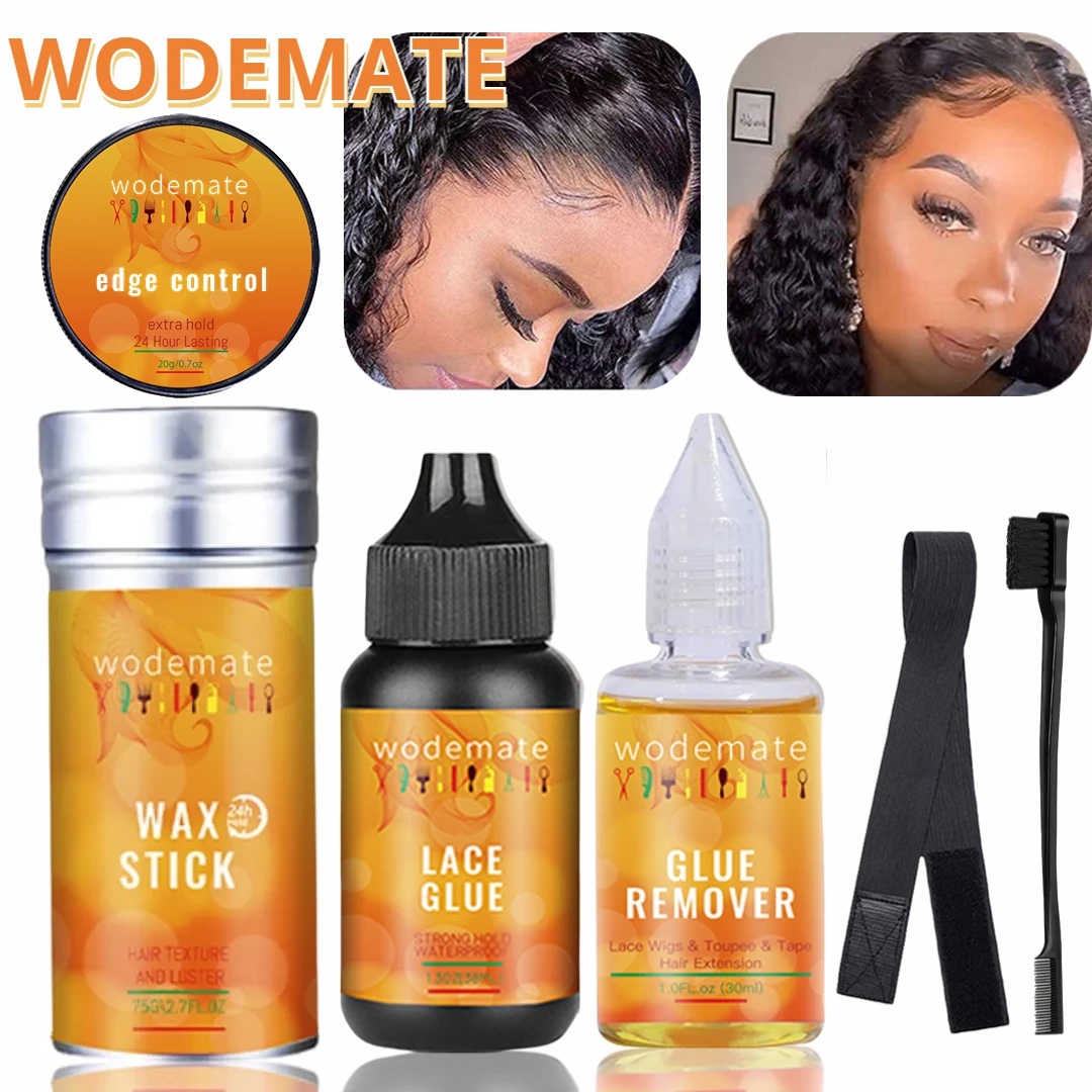 

6pcs/Lot Waterproof Lace Front Wig Glue for Wigs Strong Hold Hair Replacement Adhesive+Hair Pomade Stick Wig Accessory Kit