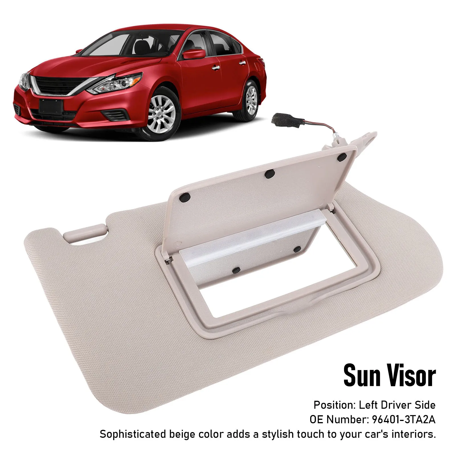 Sun Visor with Makeup Light Beige Stylish Look Enhanced Safety Sun Shielding Visor for Altima 2013 to 2018
