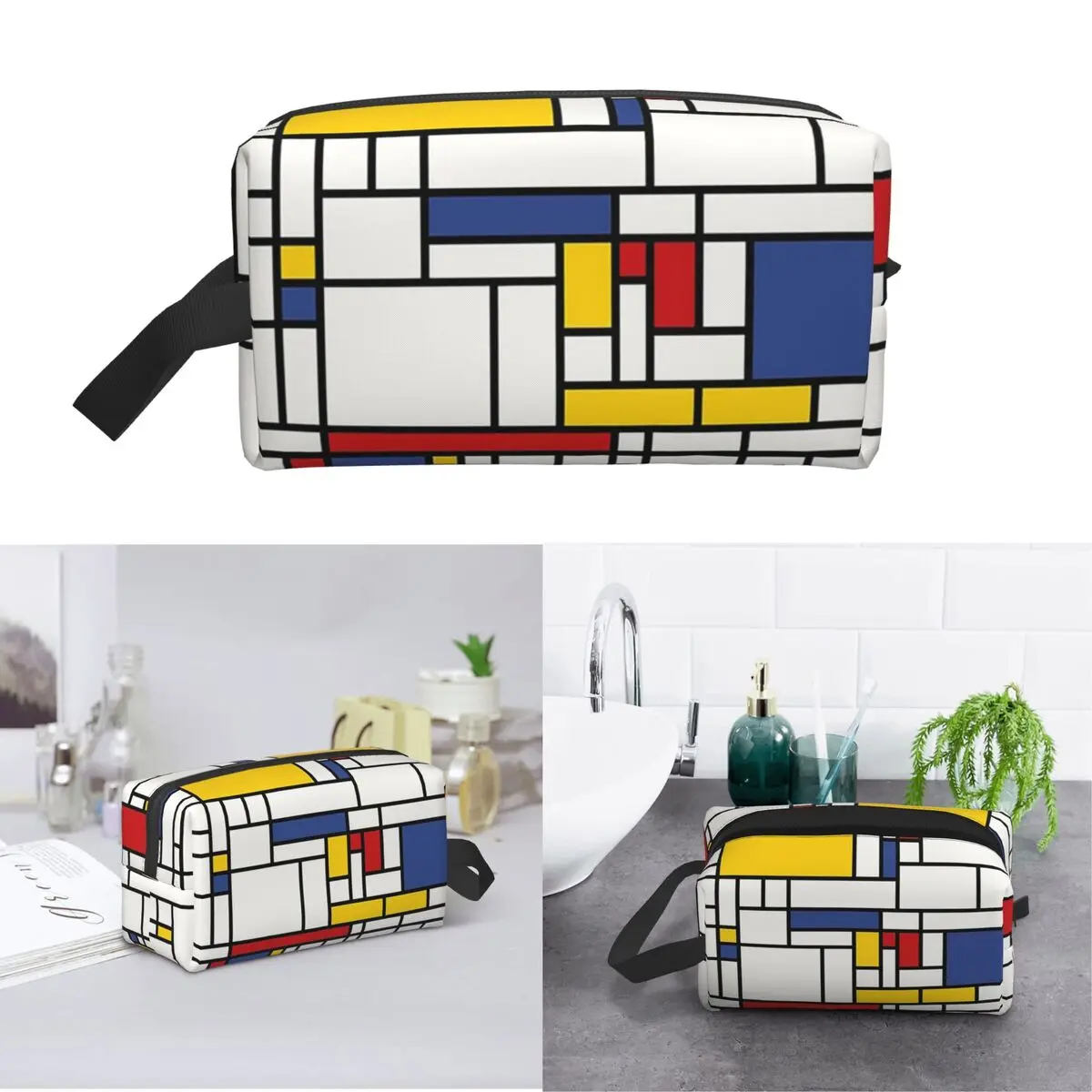 Piet Mondrian Makeup Bag Cosmetic Organizer Storage Dopp Kit Toiletry Cosmetic Bag for Women Beauty Travel Pencil Case