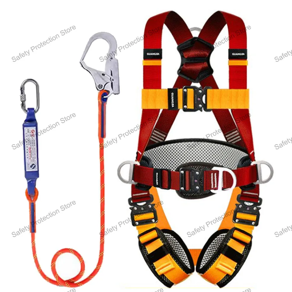 

Full Body Safety Harness Five-point High Altitude Work Safety Belt Safety Rope Climbing Construction Body Protection Equipment