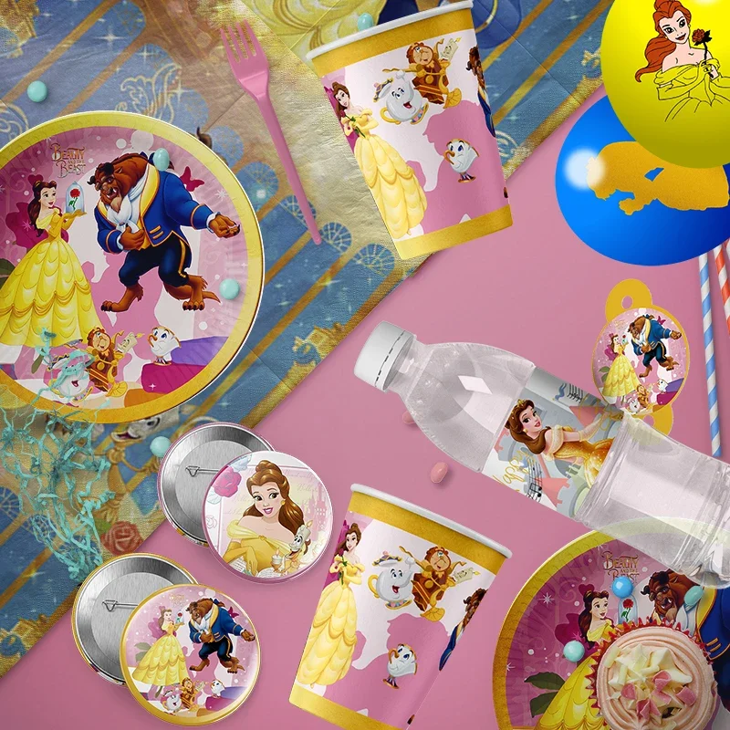 Disney Beauty and the BeastParty Supplies Tableware Set Cup Plates For Kids Birthday Party Decoration Boys and Girls Baby Shower