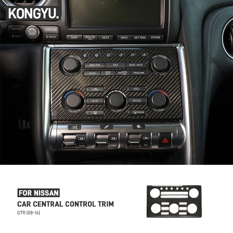 

For Nissan GTR R35 2008-2016 Real Carbon Fiber Car Central Control Volume Panel Frame Trim Cover Decorative Sticker Accessories