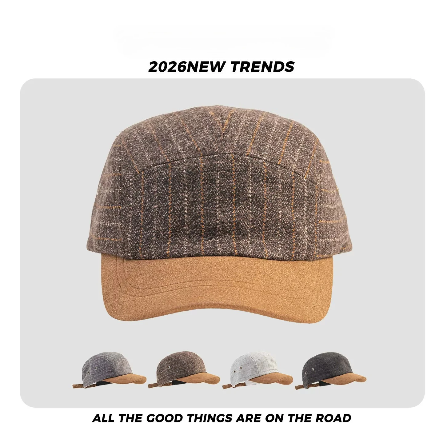 Japanese Vintage Stripe Warm Suede Spliced Short Brim Baseball Cap Women Niche Peaked Hat Autumn Winter Fashion Sun Hat