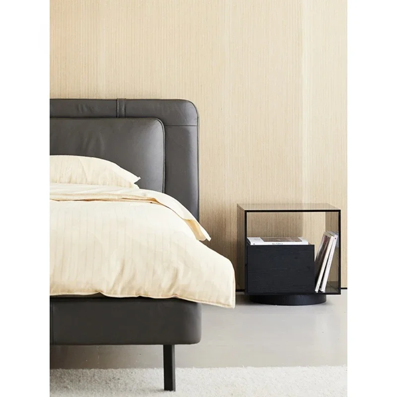 Minimalist bedside table acrylic master bedroom creative solid wood bedside table storage small apartment