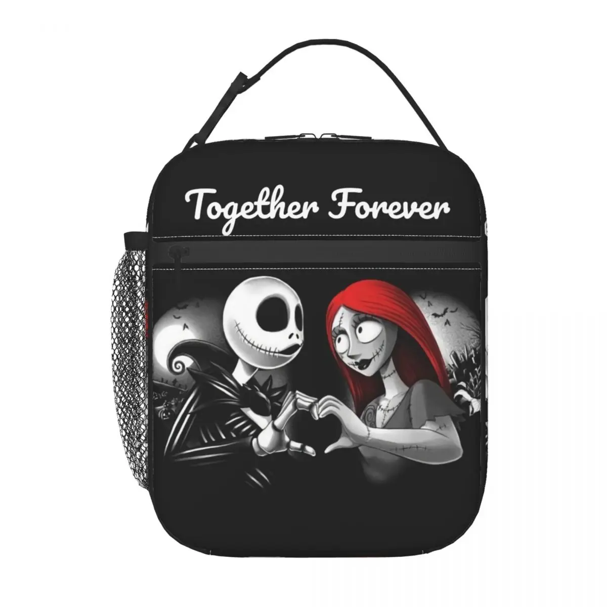 Custom Halloween Jack Skellington Sally Insulated Lunch Bag for Women Portable Thermal Cooler Bento Box Office Picnic Travel