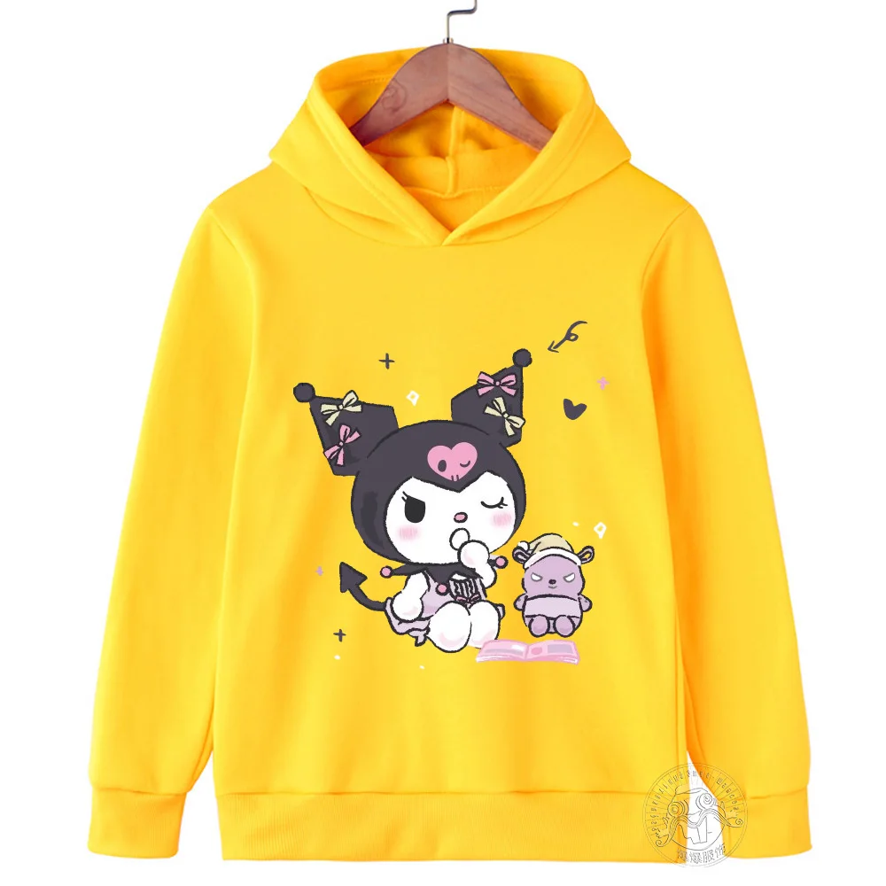 Hello Kitty Kuromi cartoon boys and girls 3-14 years old kawaii street casual sweatshirt children\'s outdoor sports hoodie