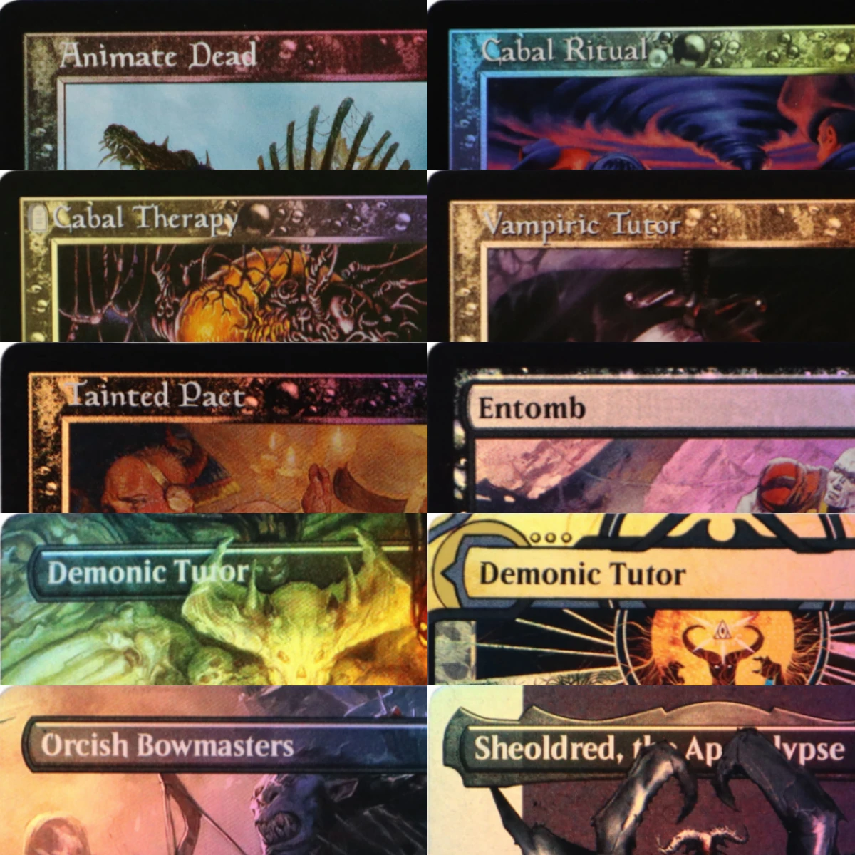 LK20 Demonic Tutor Demonic Tutor Entomb Opposition Agent Reanimate Revel in Riches High-Quality TCG Proxy Cards (Black-Core)