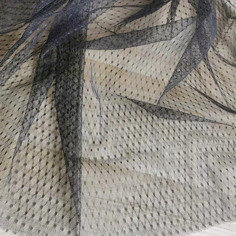 50X150 سنتيمتر أسود أبيض الدانتيل شبكة نقطة الجاكار النسيج تول النسيج لفستان و ناموسية خليط التطريز Diy بها بنفسك المواد