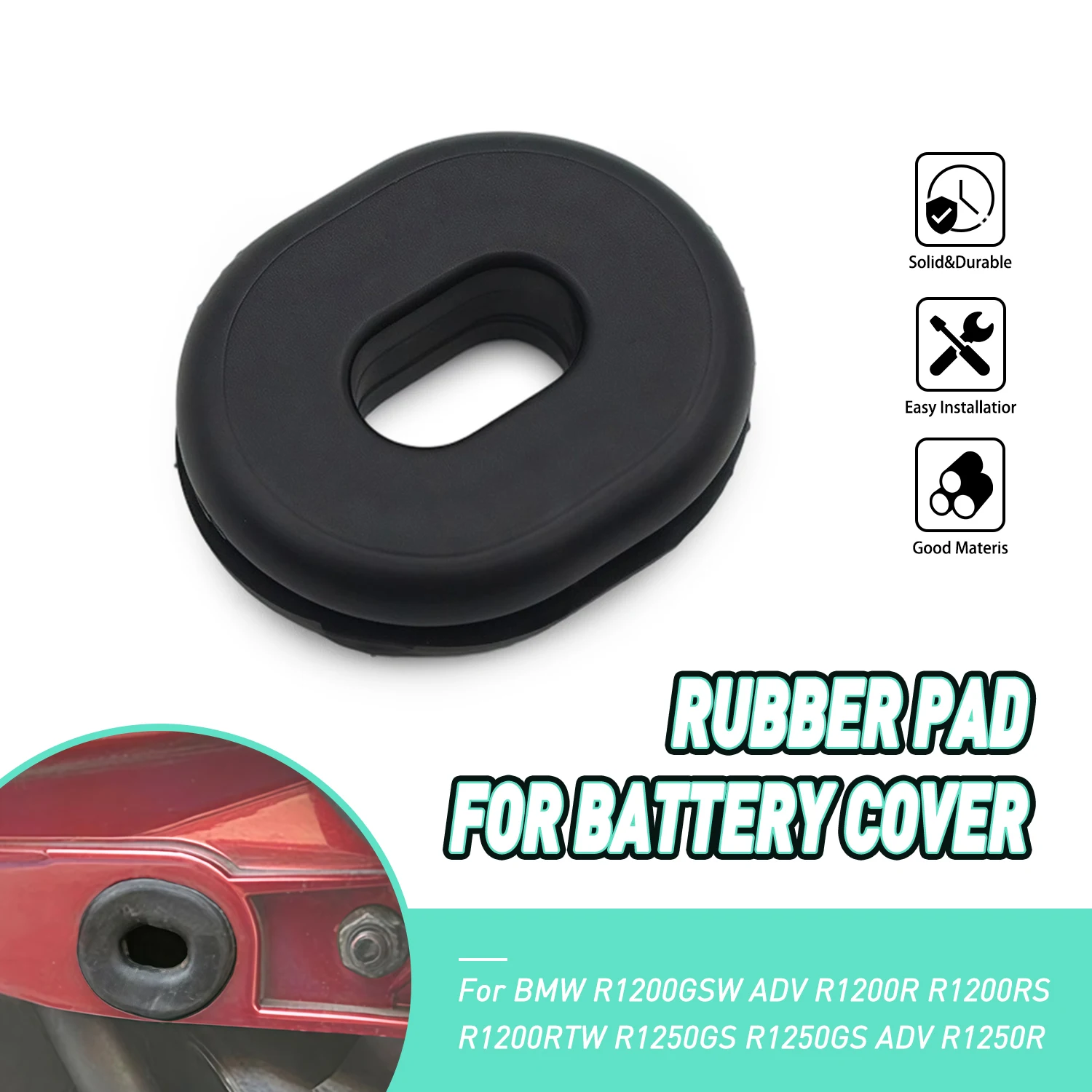 

Black Battery Mounting Rubber Insert For BMW R1200GSW ADV R1200R R1200RS R1200RTW R1250GS R1250R K50 K52 K53 K54 61138532186