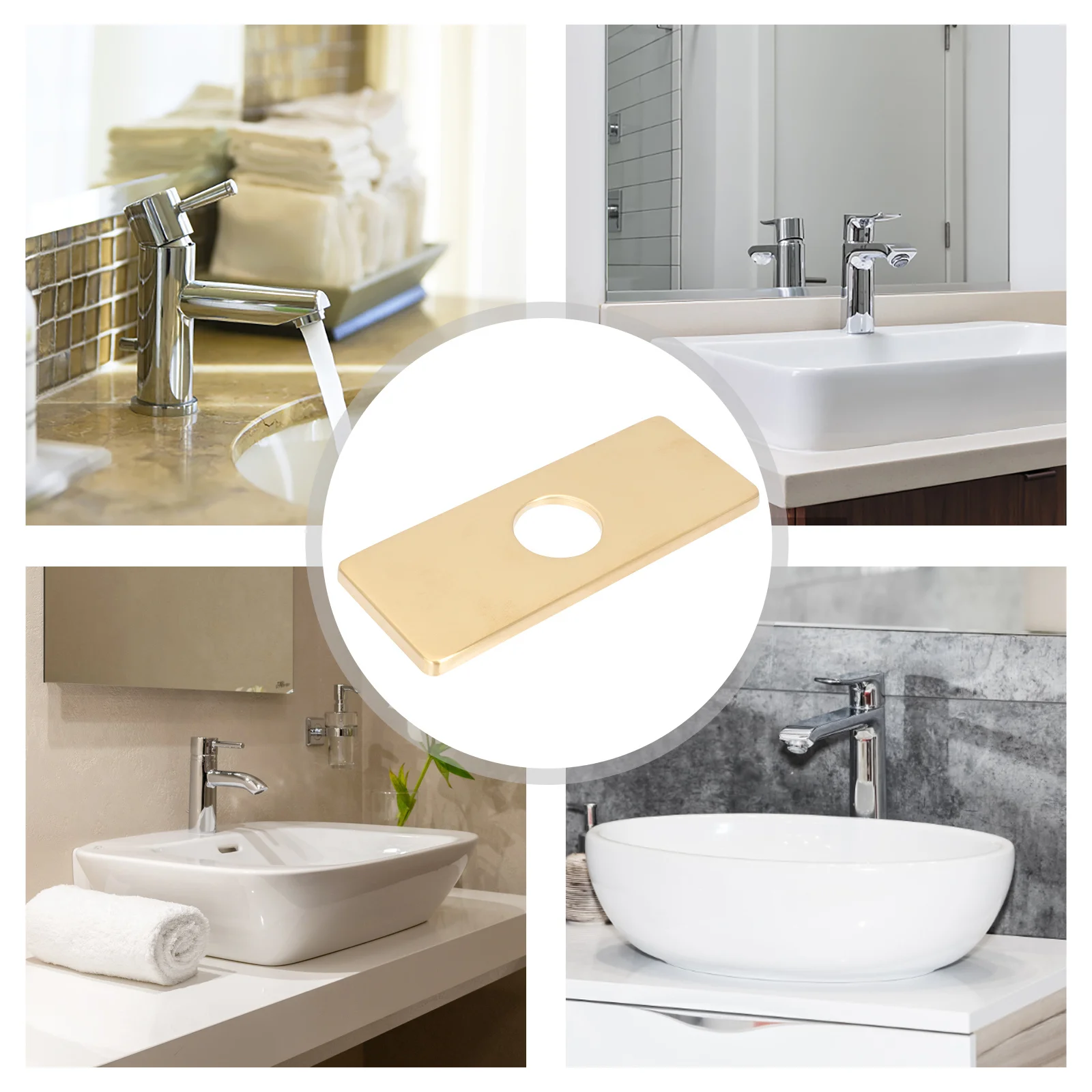 

2Pcs Stainless Steel Faucet Plate Kitchen Sink Cover Bathroom Accessory Fine Workmanship Beautiful Appearance Sink Hole Cover