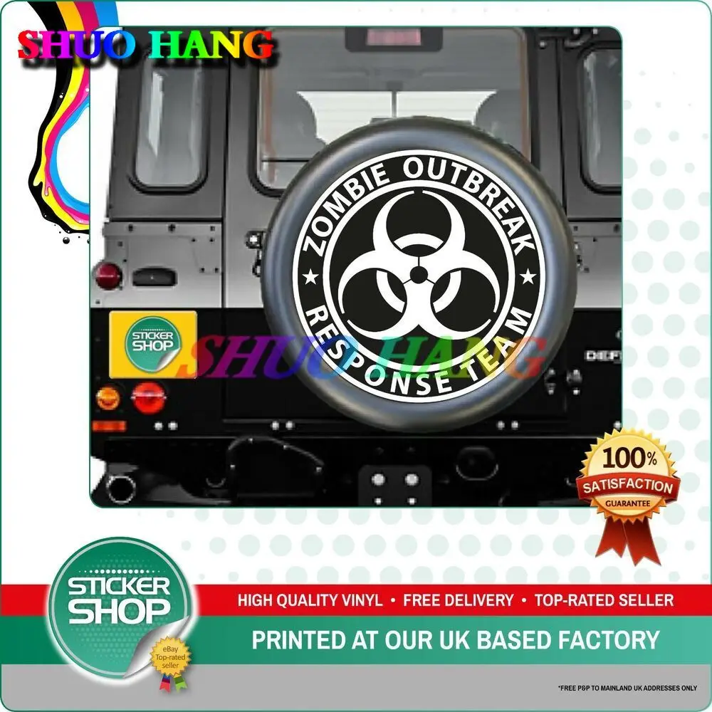 Waterproof Body RD259 ZOMBIE OUTBREAK RESPONSE TEAM SPARE WHEEL COVER STICKER 4 X 4 Vinyl Off-road Vehicle with Car Stickers