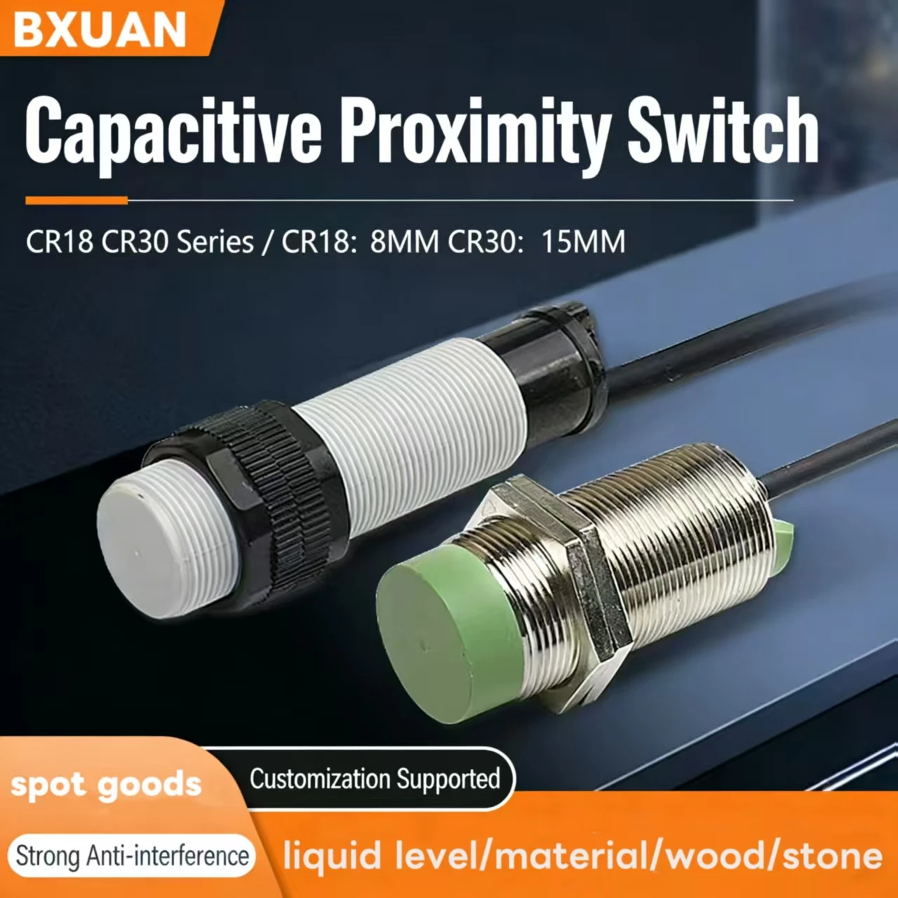 

BXUAN CR18 capacitive liquid level sensor NPN PNP NO NC level proximity switch 220V