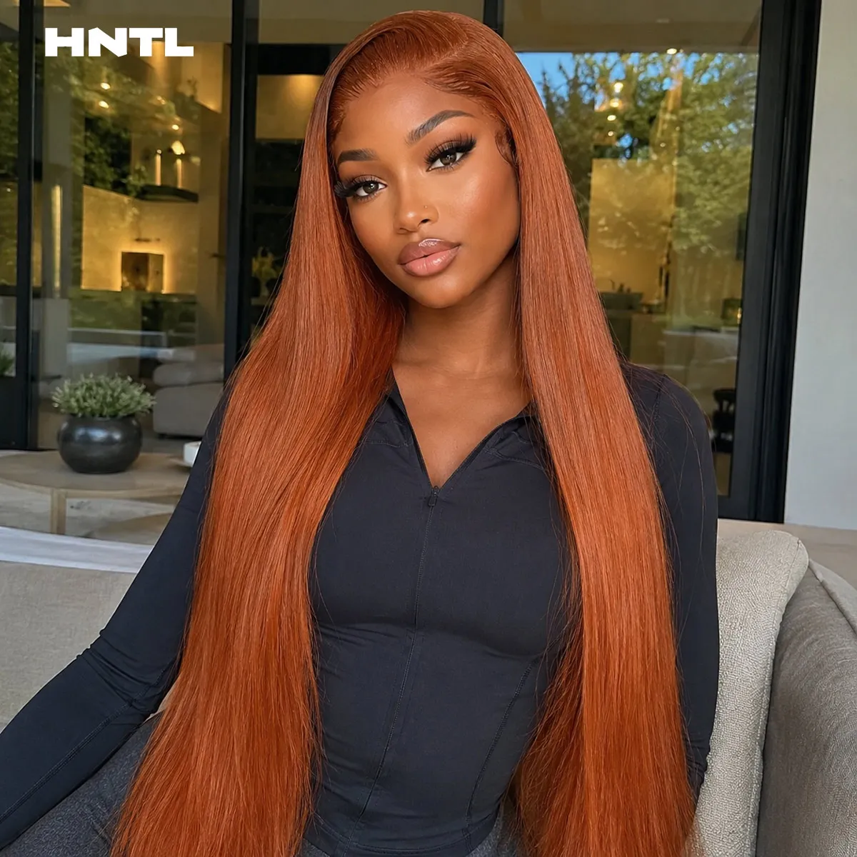 13x6 HD Lace Front Ginger Straight Wig Ready to Wear Glueless 13x4 Orange Color Wig for Woman Pre Plucked Human Hair Wigs view 4