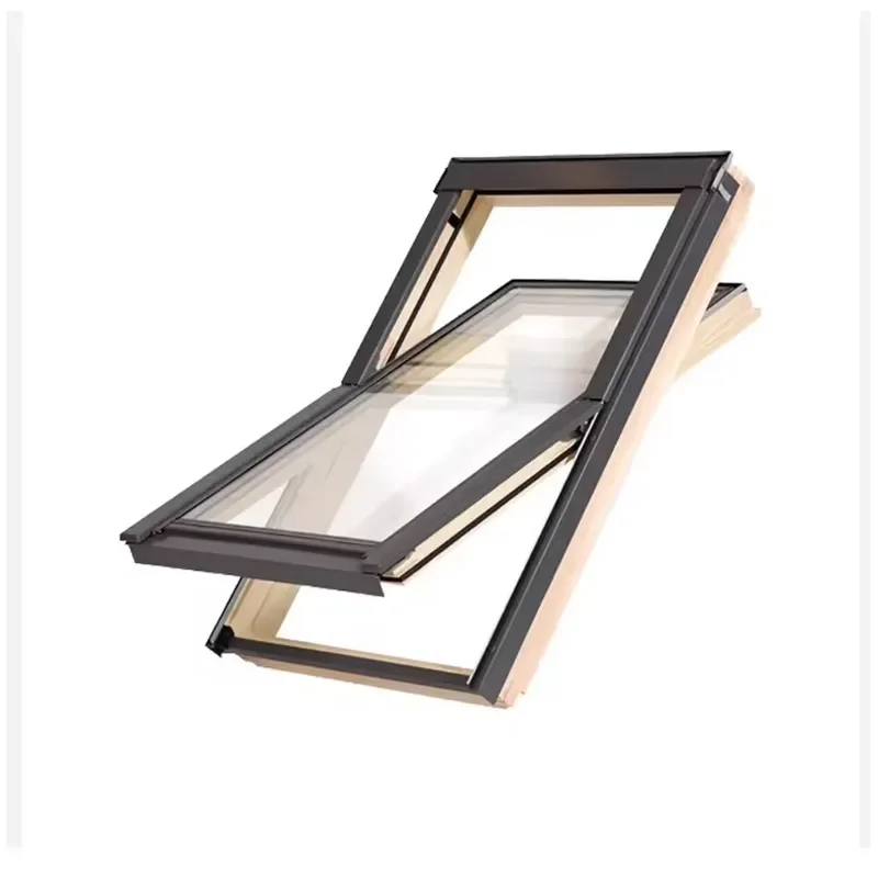 Exquisite Pine Solid Durable Wooden Skylight Window Weatherproof Center Pivot Vertical Opening Rotatable for Residential