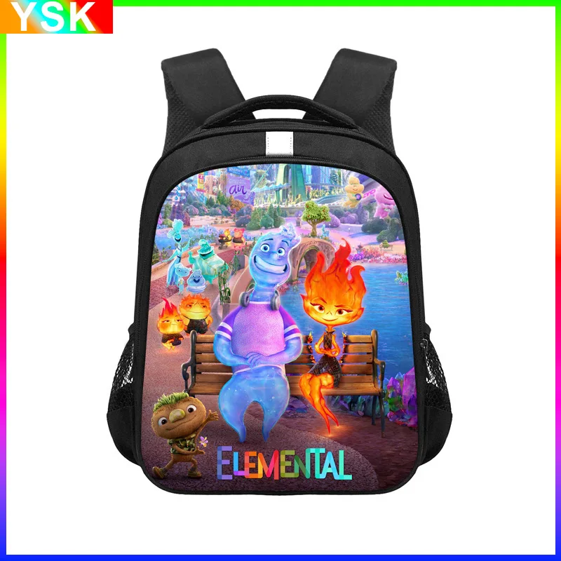 MINISO Disney Elemental Crazy Element City Cartoon Children's School Bags Student Backpacks Reflective Strip School Bags