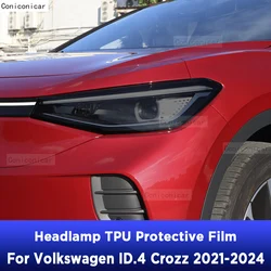 Car Headlight Protection Smoked Black Tint Anti-Scratch Protective Film TPU For Volkswagen ID.4 Crozz 2021-2024 Accessories