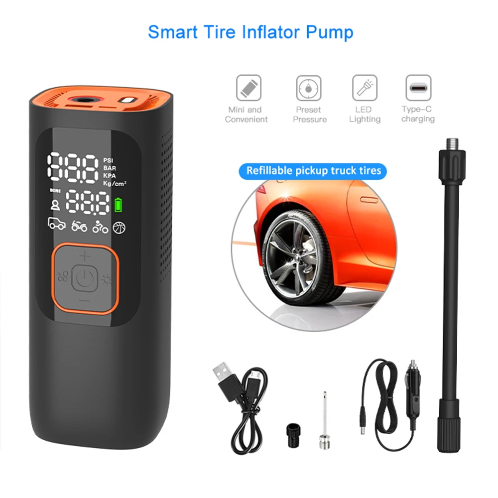 

35L/Min Tire inflator Air Compressor for Car Tire 150PSI 12V Aluminum Digital Air Pump 7500mAH Air Compressor